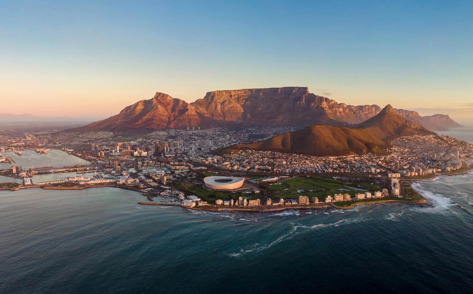 aerial panoramic view of cape town cityscape at sunset western cape province south africa 437295317 01.a14266c9